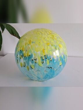Large mottled blown glass sphere